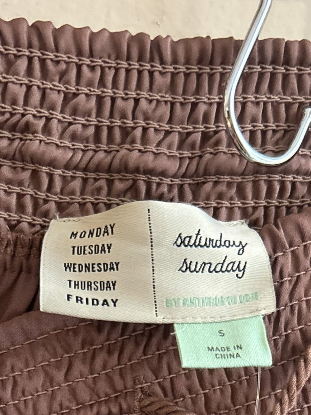 NWT Anthropologie Saturday Sunday Plisse Tassel Pleated Chocolate Wide Leg Pant - Picture 6 of 8